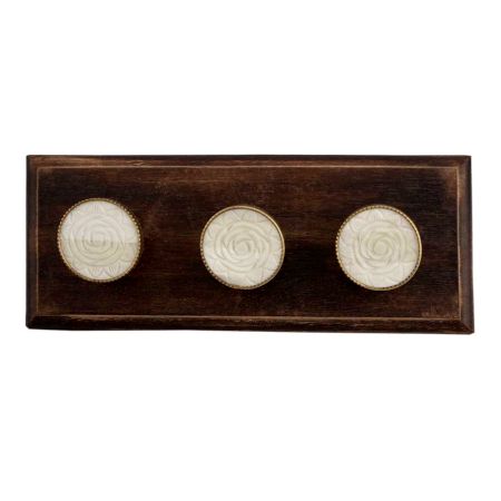 Cream Round Rose Bone and Metal Wooden Hooks